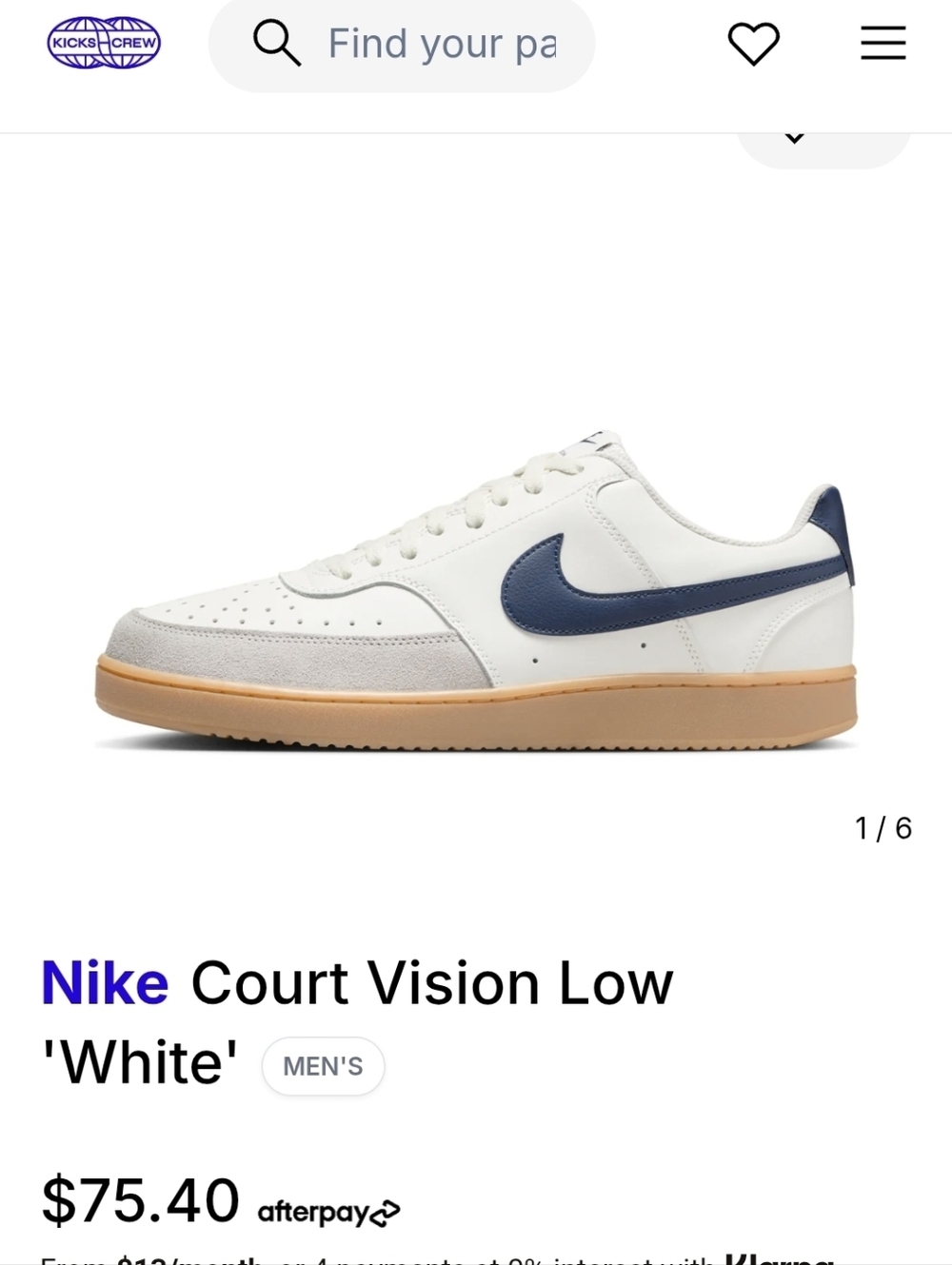 Nike Court Vision Low White Navy with Gum Sole